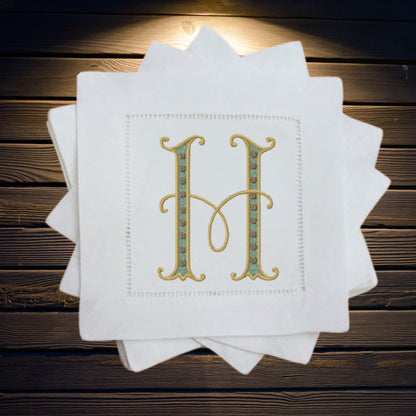 Single Letter Monogrammed Cocktail Napkin - Arabian Nights